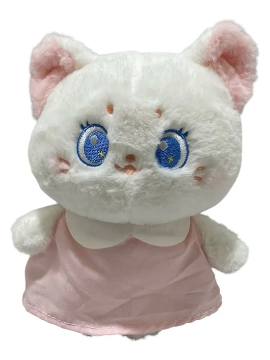 Kawaii White Cat Plush 9” Cute Soft Stuffed Animal Toy - Picture 1 of 3